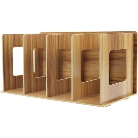 Étagère de bureau en bois amovible, porte-revues et porte-dossiers, étagère de rangement pour archives, bibliothèque à monter soi-même avec 4 étagères (1/5)