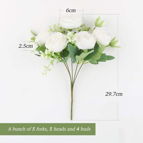 bouquet di peonie artificiali in seta, decorazioni per casa, matrimoni, ufficio, feste, camera da letto, 15 peonie, bianche (1/4)