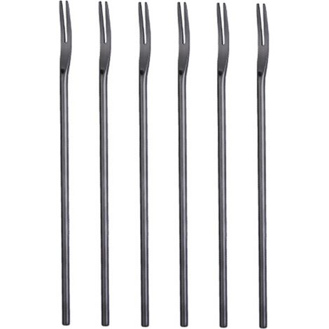Fourchettes à desserts et fruits en acier inoxydable 30 cm (11,8 pouces), fourchettes à cocktail et à apéritif en acier inoxydable, lot de 6 (1/5)
