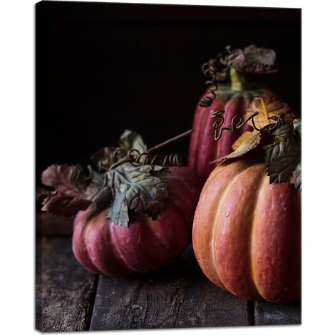 Leinwanddruck Küche Kürbisse Bananen Herbst 40x50