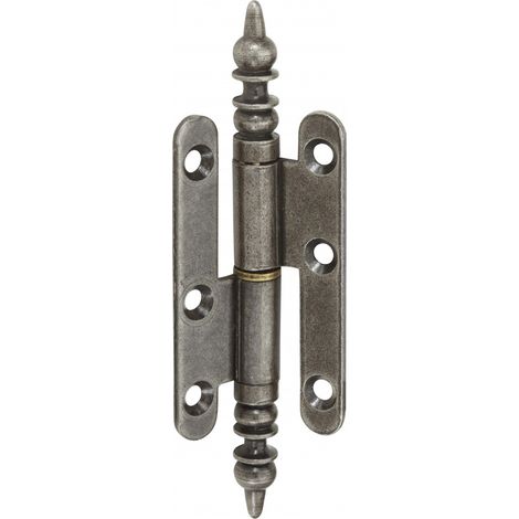 Hettich – Paumelle acier pour meuble – Longueur 80mm – Largeur 45mm – Finition vieillie – Sens d'ouverture droite – Fixation à visser (1/3)