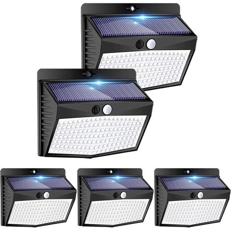 5er-Pack Solar-Außenleuchten, 3 Modi, LED-Fluter mit kabellosem Bewegungsmelder, IP65 wasserdichte Solar-Strahler für Garten und Garage (1/5)