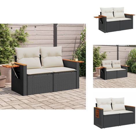 Canapé de jardin avec coussins 2 places noir résine tressée - Canapé De Jardin - Salon De Jardin - Meuble De Jardin - Résine Tressée - Rotin Synthétique (1/5)