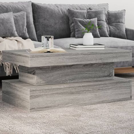 Tavolino da Soggiorno con Luci LED Grigio Sonoma 90x50x40 cm vidaXL