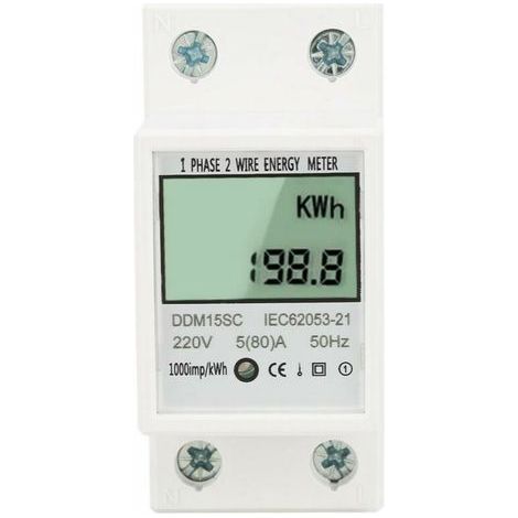 Einphasen-Energiezähler mit LCD-Digitalanzeige, 5–80 A, 220 V, 50 Hz, kWh-Energieverbrauchszähler DDM15SC (1/5)