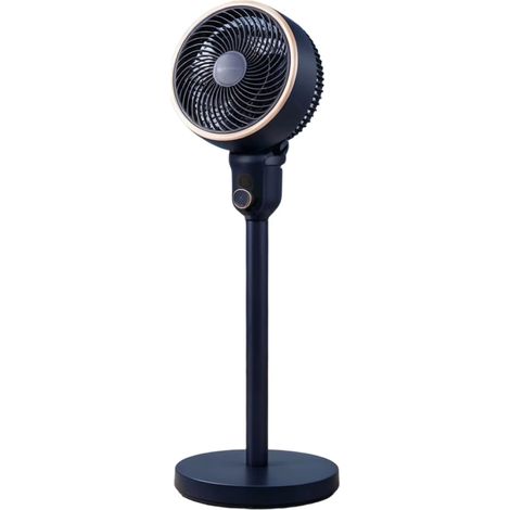 Ventilateur sur pied noir avec finition dorée 108 cm – 3 vitesses, oscillation automatique, moteur silencieux, base stable ronde, pour intérieur maison et bureau (1/5)