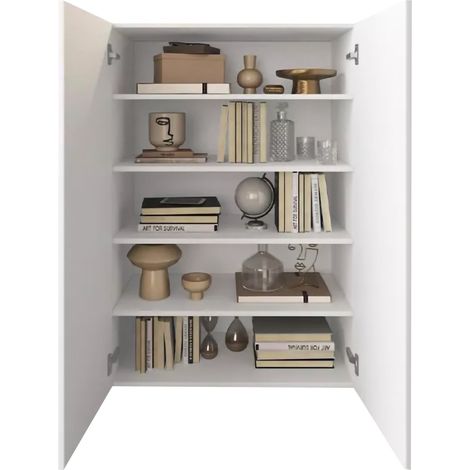 Itala Anrichte, 4 Regale, Türenöffnung Made in Italy, 2 Türen, 78x36x115,5h cm Hochglanz Weiß