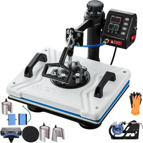 Presse à Chaud 10 en 1 Machine de Sublimation de Transfert 30x38 cm Machine de Presse à Chaud Blanche Numérique LCD 1000 W Transfert Efficace pour T-Shirt Chapeau Casquette Tasse Assiette Stylo (1/4)