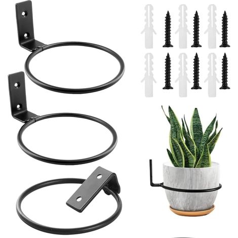 Supports Muraux pour Pot de Fleurs, 3pcs 6 Pouces Support De Pot De Fleur, Anneau Titulaire, Anneau Mural Support De Pot De Plante en Métal, pour Jardins Intérieurs, Couloirs, Verdure Intérieure (1/5)