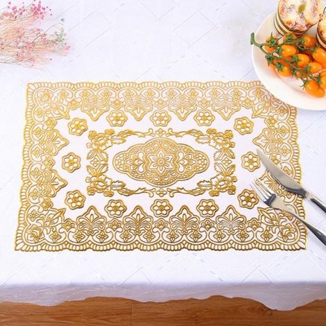 Platzset – Tischdekoration – Rutschfest – 2-teilig – Küche – Geeignet für Restaurants – Goldenes Platzset, 30 cm x 45 cm, abwaschbar, hitzebeständig (1/5)