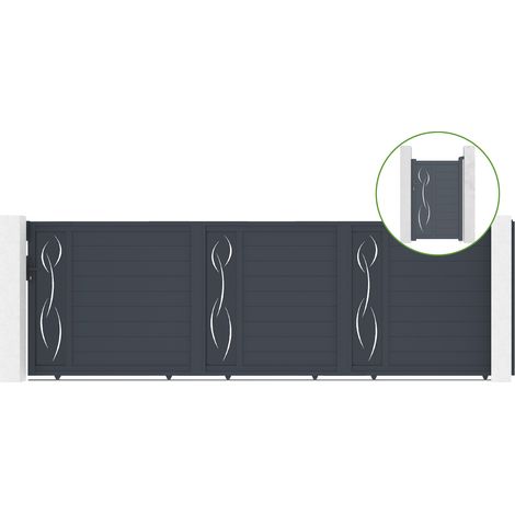 Puerta corredera 5m LIFE H.160cm aluminio + puerta LIFE H160 GRIS (1/5)