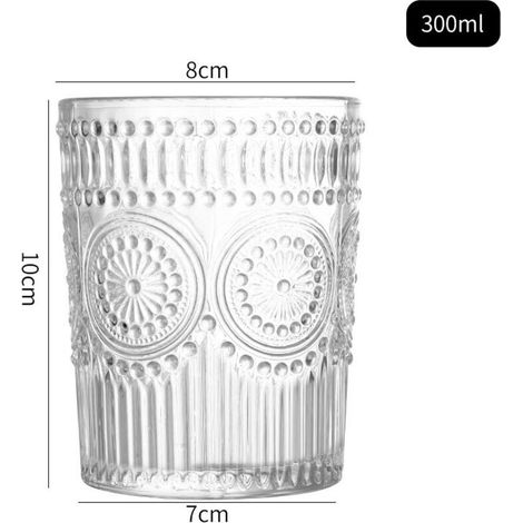 Set mit 4 romantischen Gläsern, Premium-Trinkgläser 300 ml, Vintage-Glaswarenset für Säfte, Getränke, Biere, Cocktails (300 ml) (1/5)