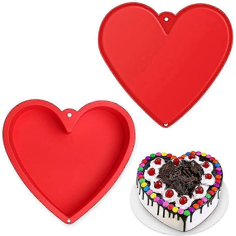 Moule à gâteau en forme de cœur compatible de 22 cm (8,6 pouces), moule en silicone antiadhésif, moule de cuisson réutilisable - mk (1/5)