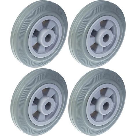 Rad - 160mm - Graues Gummi - Kunststoffzentrum - Packung mit 4
