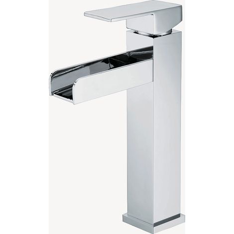 Waschtischarmatur mit hohem Wasserfall Chrom - Alnair