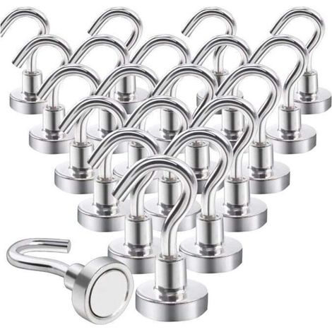 20 Stück Magnethaken, starke Neodym-Magnete, für Kühlschrank, Küche, Büro, Schule, Kreuzfahrten, robust