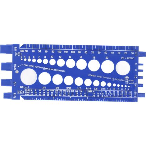 Écrou boulon jauge de filetage vérificateur M3 à M22 métrique et 4 3/4 tailles impériales identifiant bleu