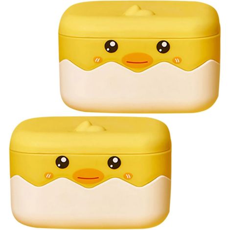 2 Soap Dishes with Lids Duck Design PP Plastic Detachable No