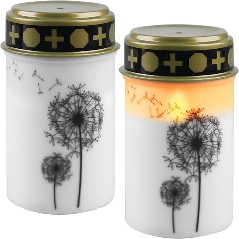 CCYKXA Set mit 2 flammenlosen LED-Trauerkerzen inklusive Batterie – wasserdicht für den Außenbereich. Geeignet für Gärten, Höfe, Weihnachtsdekorationen und Kirchen. (1/5)