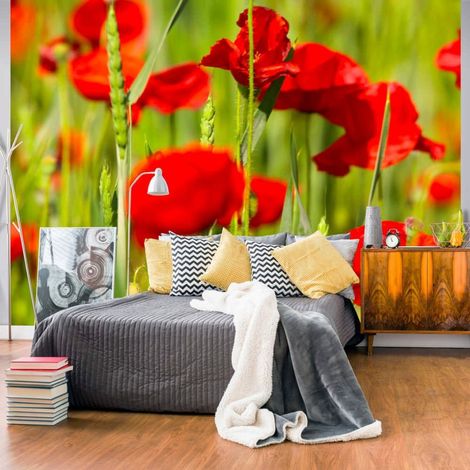 Papier peint coquelicots dans le champ de ble - 400 x 309 cm (1/4)