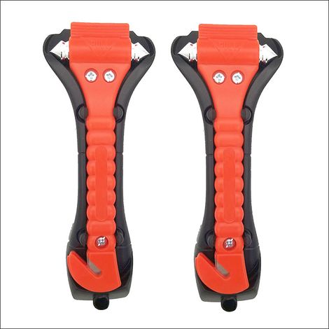 Tagliacinture di sicurezza per finestrini auto 2 in 1 e martello di emergenza, martello di emergenza, martello dei vigili del fuoco, martello di soccorso per esterni, 19,2 x 7,3 x 3,4 cm, rosso-AquaFo (1/4)