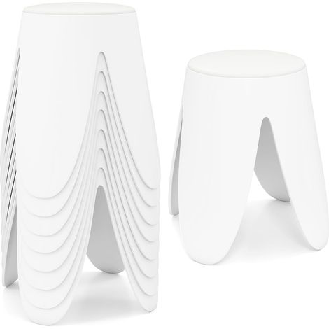 COSTWAY Set di 8 Sgabelli Impilabili, Sgabelli in Plastica, Sedie Portatili Senza Schienale per Scuola, Aula, Studenti, Adulti, Soggiorno, Sala da Pranzo, Casa e Ufficio, Senza Montaggio (1/5)