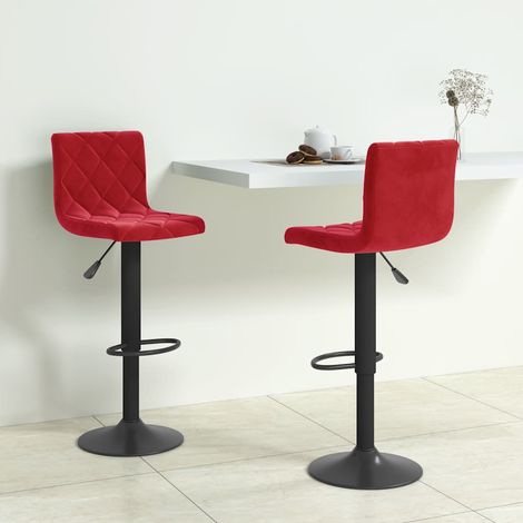 vidaXL Tabourets de bar lot de 2 rouge bordeaux velours (1/5)
