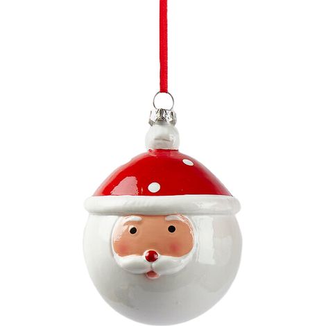 Pallina per albero di Natale bianco e rosso, da 10 cm -Babbo Natale (1/2)