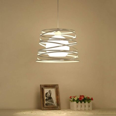 Plafonnier nordique post-moderne à une tête E27 en spirale de fer, petit lustre pour restaurant, bar, Internet, simple, créatif, personnalité, décoration, lampe LED durable (1/5)