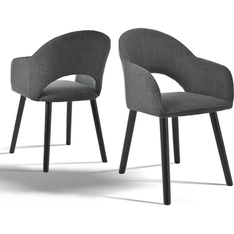 Goeurvant Sedie da pranzo comode con schienale a forma di mezzaluna e braccioli ergonomici, Perfetta combinazione di supporto ed eleganza - Set di 2 - Antracite