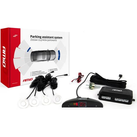 Kit de sensores de estacionamiento traseros LED, 4 sensores blancos, amio-01566 (1/5)