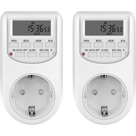 2 Pacs Minuterie Prise Minuterie numérique numérique 16 interrupteurs on/Off programmables Écran LCD 220V 10A 2300W Minuterie Prise (AL-06G) (1/5)