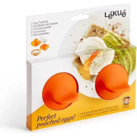 Lékué Pack di uova, acciaio inox, arancione, 9,3 x 11 x 7,5 cm, 2 pezzi (1/5)