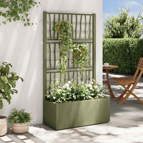 vidaXL Garden Planter with Trellis Green 80 x 36 x 140 cm PP (1/5)