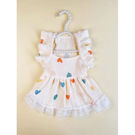 Robe mignonne à motif cœur pour chien, robe de princesse à volants, robe gilet pour chat, robe d'été à bordure en dentelle (1/4)