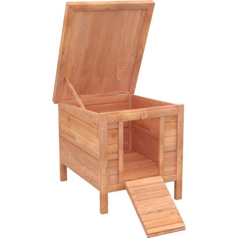 Beyamis Kaninchenstall aus Holz für den Außenbereich, Meerschweinchenstall, Kaninchenversteck, Katzenhaus, Kleintierhaus mit aufklappbarem Dach, 51 x 42 x 43 cm, Natur