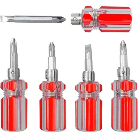 5 Mini Tournevis Court pour Machine à Coudre 2 en 1 Tournevis à Tête Plate/Cruciforme Magnétique en Chrome Vanadium Tournevis avec Double Embout Interchangeables pour Réparation (1/5)