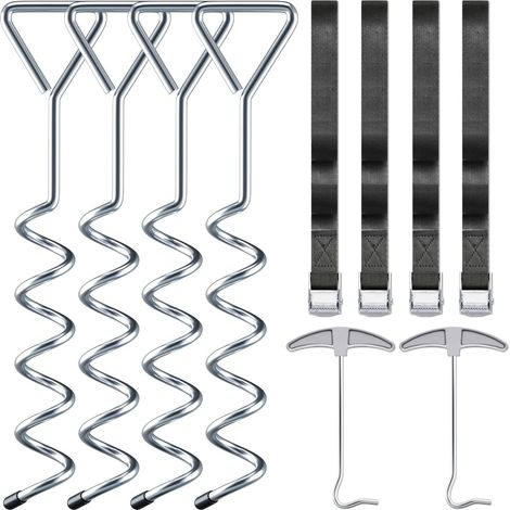 Heavy Duty Galvanized Trampoline Anchor Anchor Kit with Spring Pull Tool, Trampoline Parts Steel Ground Wind Stakes, Trampoline Anchor Set of 10 (1/5)
