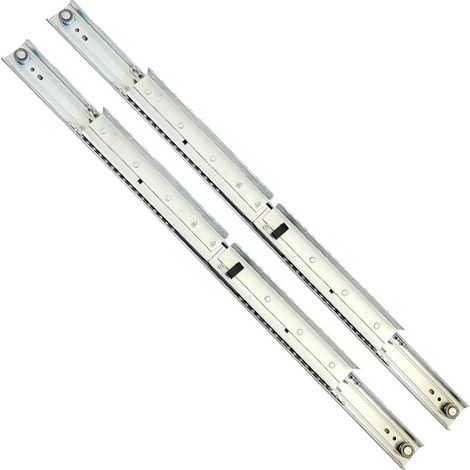 Coulisses de tiroir robustes de 200 mm, coulisses de tiroir de grande capacité de 27 mm à 3 compartiments et extensions, coulisses de tiroir doubles pour canapé et roulements à billes. (1/5)