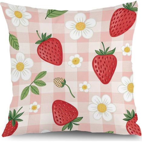 Housse de coussin fleurs bleu rose jaune, décoration salon,40×40cm (1/5)