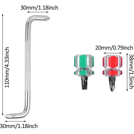[JAMAIS UTILISÉ]Ensemble d'outils à main PENGGONG 5 en 1 : tournevis coudé à double tête, mini tournevis plat magnétique en forme de Z, tournevis cruciforme, pour l'installation d'ailes automobiles.