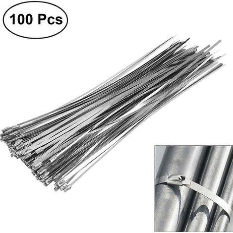 100 Kabelbinder aus Edelstahl, 4,6 mm x 300 mm, für Abgasschläuche – Silber (1/4)