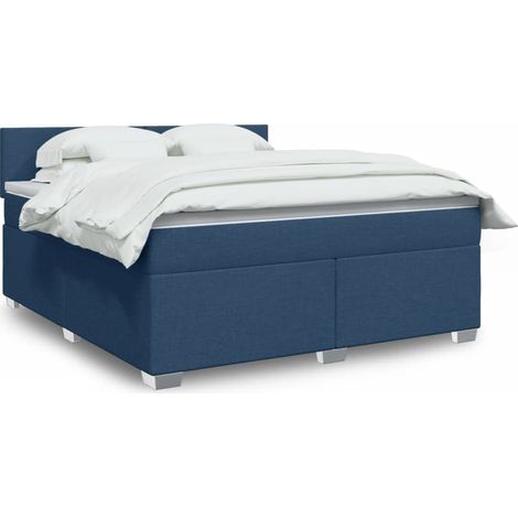 Boxspringbett mit Matratze Blau 180x200 cm Stoff