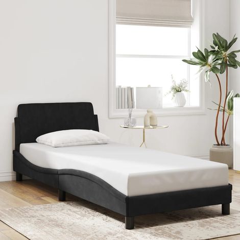 Bettgestell mit Kopfteil "Dover" Schwarz 90x200 cm Samt vidaXL (1/5)