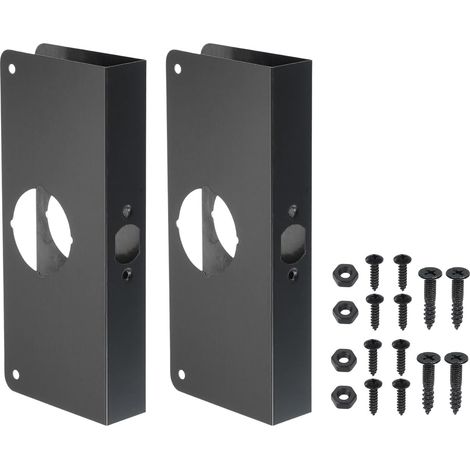 Plaque De Renfort De Porte, 2 Ensembles De Renfort Et Réparation De Porte Pour Porte D'épaisseur 1-3/8" Taille 9" Poignée De Porte Serrure Verrou, Noir (1/5)