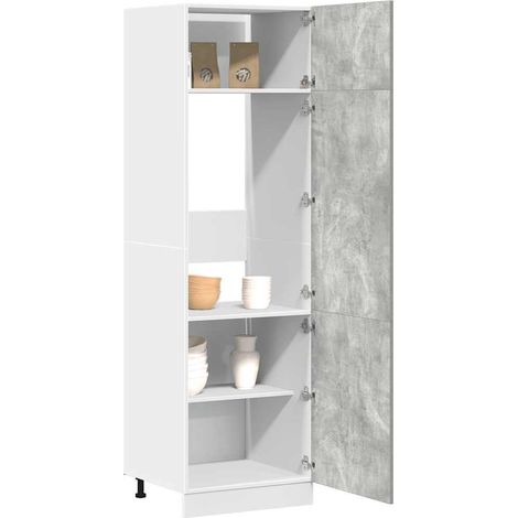 Kühlumbauschrank Lyon Betongrau 60x57x207 cm Holzwerkstoff