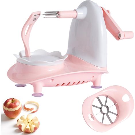 Sbucciatore di mele in acciaio inox, sbucciatore di patate, sbucciatore di pere, utensile da cucina per frutta e verdura (rosa)