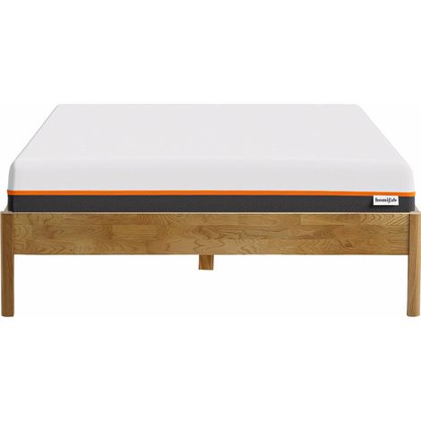 Ensemble lit 140x190 en chêne massif Aina + Matelas mousse gel à mémoire de forme, double confort - Dual Confort (1/5)
