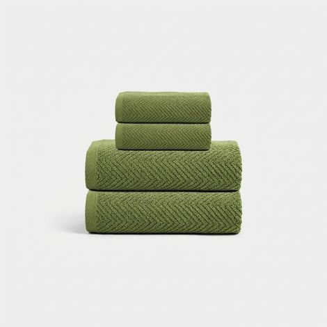 Set asciugamani bagno in cotone 2+2 Nuvella - Verde (1/2)