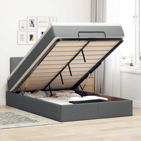 vidaXL Taschenfederkern - Ottoman-Bett mit Matratze Dunkelgrau 120x200 cm Stoff (1/5)